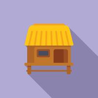 Vibrant, flat designed illustration of a cartoonstyle doghouse on a purple background vector