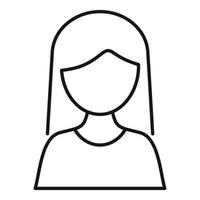 Black and white line drawing of a stylized female avatar for user profiles vector
