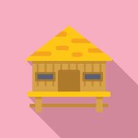 Cartoon beach hut illustration on pink background vector