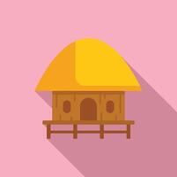 Cartoon straw hut illustration on pink background vector