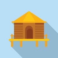 Wooden cabin icon on blue background vector