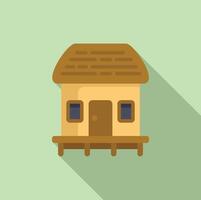 Cartoon cottage icon on green background vector