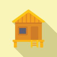 Flat design illustration of a stylized wooden cabin on a warm beige background vector