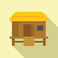 Cartoon thatched roof hut icon vector