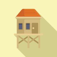 graphic of a charming stilt house with an orange roof and beige walls, casting a soft shadow vector