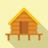 Flat design of a simple wooden log cabin with a warm color palette vector
