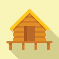 Flat design of a simple wooden log cabin with a warm color palette vector