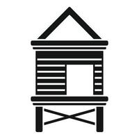 Black silhouette of a classic beach lifeguard tower against a white background vector