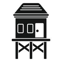 Graphic icon of a coastal stilt house, used for beach property concepts vector