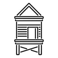 Simplified black line icon of a wooden beach hut on stilts vector