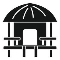 Black and white illustration of a gazebo with benches vector