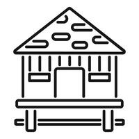 Stylized black line art of hut house vector