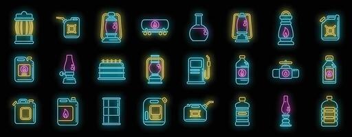 Kerosene icons set neon vector