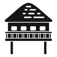 Simplistic black illustration of a traditional stilt house suitable for icons or logos vector