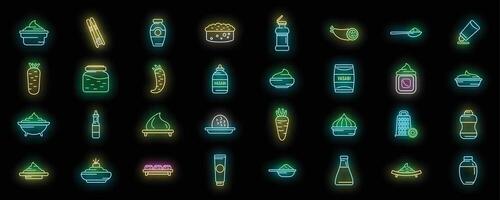 Wasabi icons set neon vector