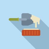 Flat design icon of hand holding trowel and brick vector