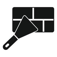 Simple black and white icon featuring a spatula and a segmented pan vector