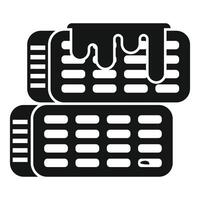 Black and white icon of chocolate bars with dripping topping vector