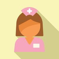 Flat design of a female nurse avatar with a medical cap and uniform, on a pastel background vector