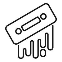 Minimalist black and white icon of a cassette tape melting, symbolizing retro media and change vector