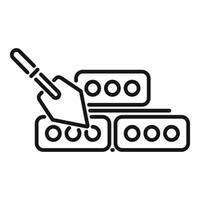 Simple outline icon featuring construction bricks and a trowel, symbolizing building and construction work vector