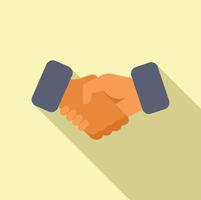 illustration of two hands shaking in a simple flat design style with a shadow effect vector