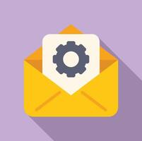 Gear icon inside envelope on purple background vector