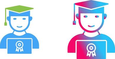 Unique Student Holding Degree Icon Design vector