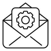 Envelope with gear icon line art vector