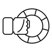 Outline of camera lens icon vector