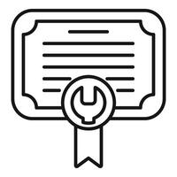 Certified technician badge line icon vector