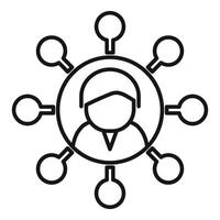 Outlined icon of a person and network connections symbolizing professional networking and teamwork vector