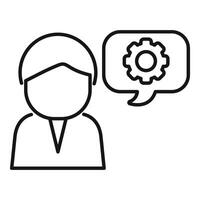 Customer support icon with gear in speech bubble vector