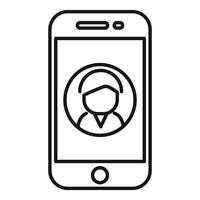 Outline of a smartphone with a shield and user avatar, symbolizing mobile security and privacy vector