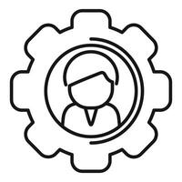 Business professional avatar in gear icon vector