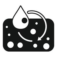 Black and white icon representing water recycling, showcasing a droplet and circular arrows vector