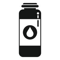 Black and white illustration of a water bottle icon with a drop symbol vector