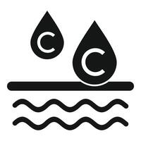 Black and white icon depicting water drops and waves, symbolizing water purification vector