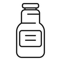 simplista línea dibujo de un medicina botella con un etiqueta, ideal para relacionado con la farmacia diseños vector