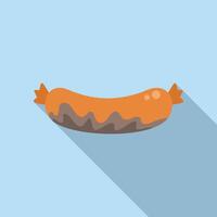 Flat sausage with shadow on blue background vector