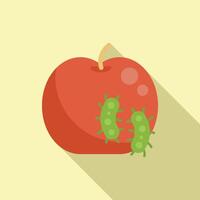 Cartoon germs on red apple illustration vector