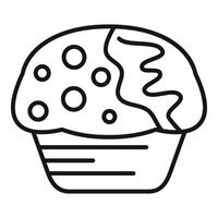 Line art illustration of a cupcake with toppings vector