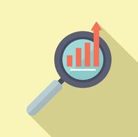 Magnifying glass focusing on a rising graph, symbolizing business growth vector