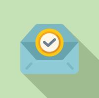 Flat design icon of a sealed envelope with a check mark, symbolizing a confirmed or approved email vector