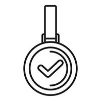 Simple line art illustration of an approval stamp with a check mark vector