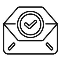 Linear design of a sealed envelope with a check mark, symbolizing approval or confirmation vector