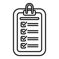 illustration of a simplified clipboard with a checklist, in outline style vector
