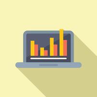 Flat design laptop with bar graph illustration vector