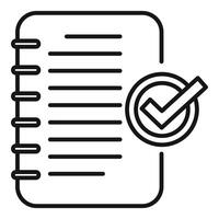 Line art illustration of a checklist icon with a completed task tick vector