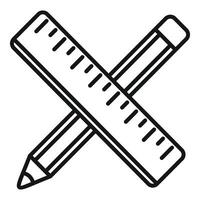 Crossed pencil and ruler line art icon vector